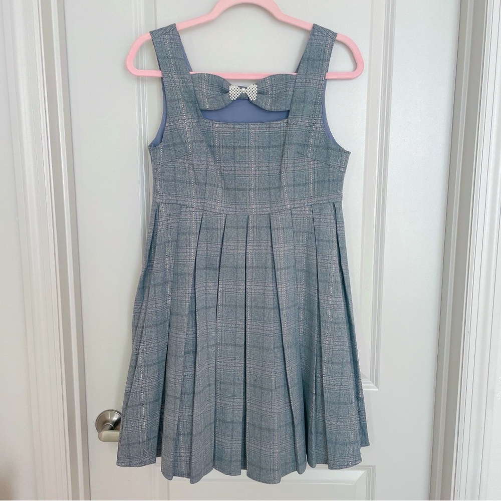 LEDIN Plaided Gray Pinafore Dress